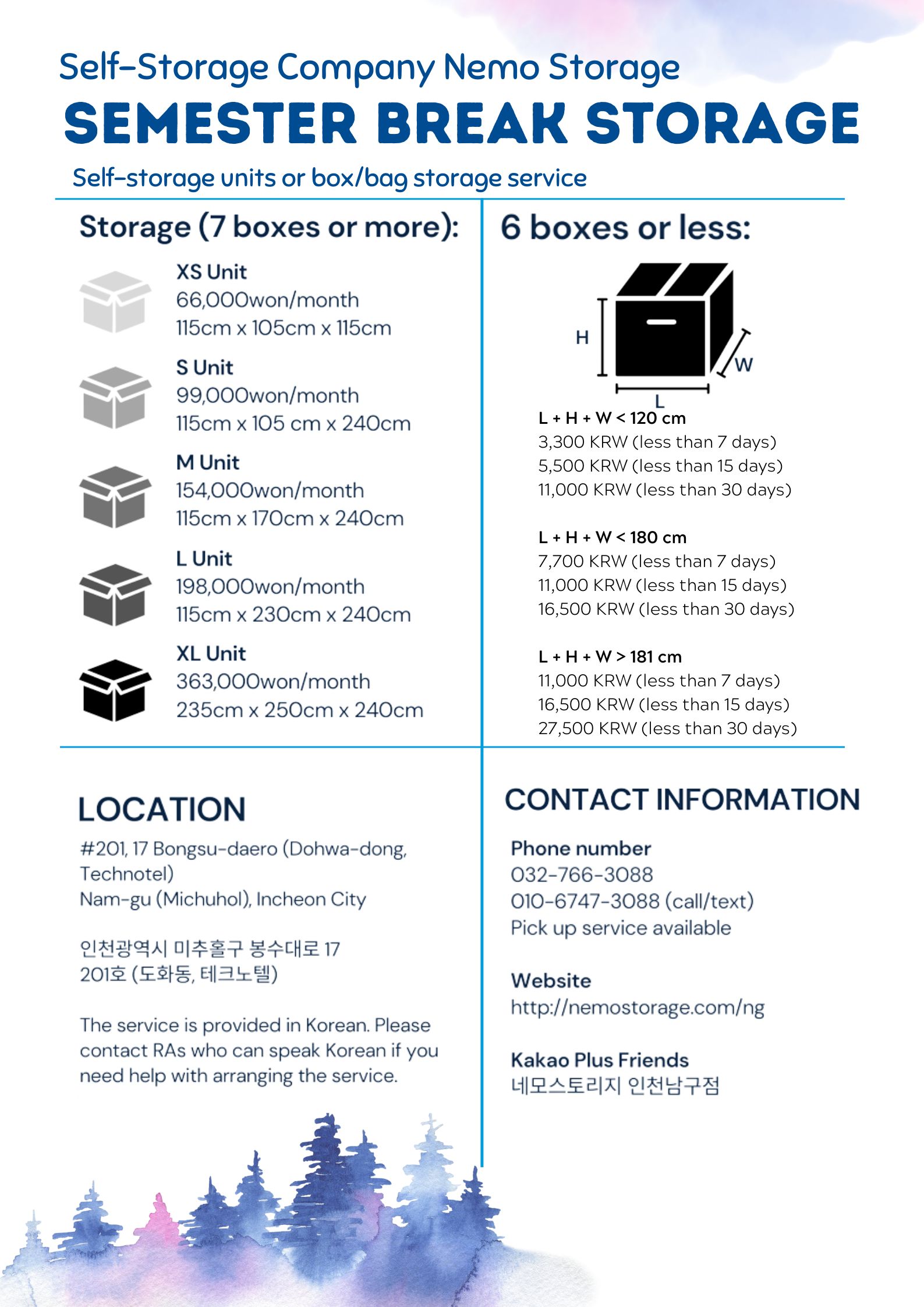 Semester break storage Image - For more information, refer to the bottom.